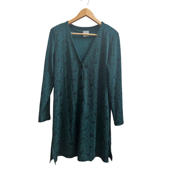 Vintage Rabbit Rabbit Rabbit Green Jacquard V Neck Button Down Tunic 14M Boho - Picture 3 of 12